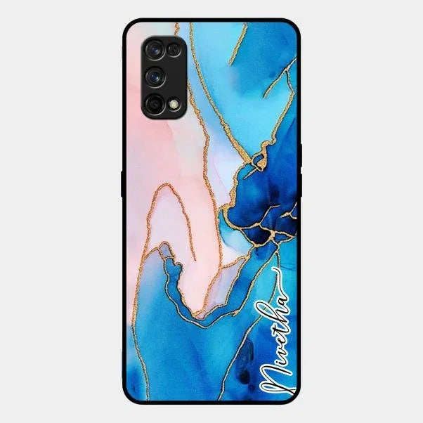 Blue Marble Glossy Metal Case Cover For Realme 7 Pro