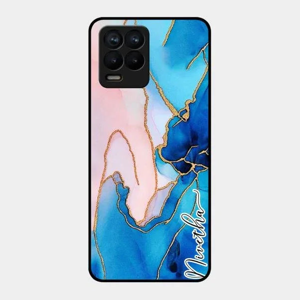 Blue Marble Glossy Metal Case Cover For Realme 8 Pro