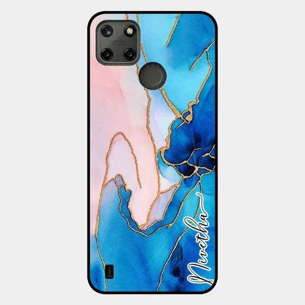 Blue Marble Glossy Metal Case Cover For Realme C21Y
