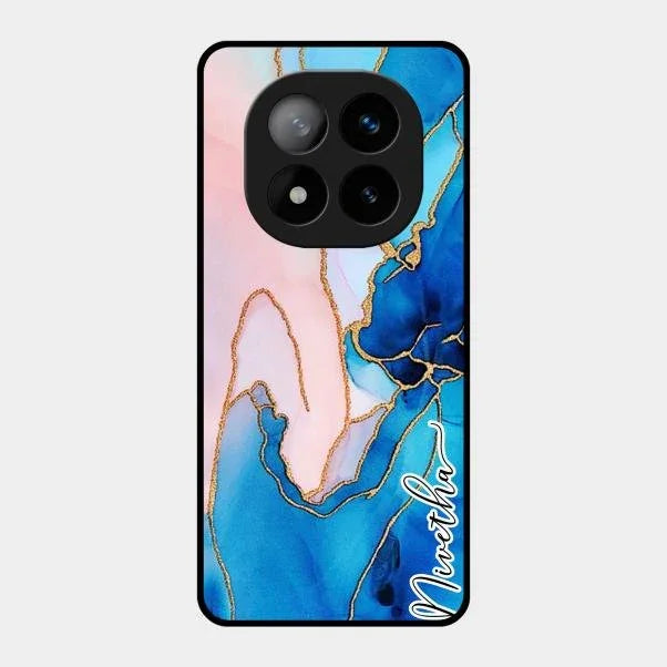 Blue Marble Glossy Metal Case Cover For Redmi Note 14 Pro Plus 5G