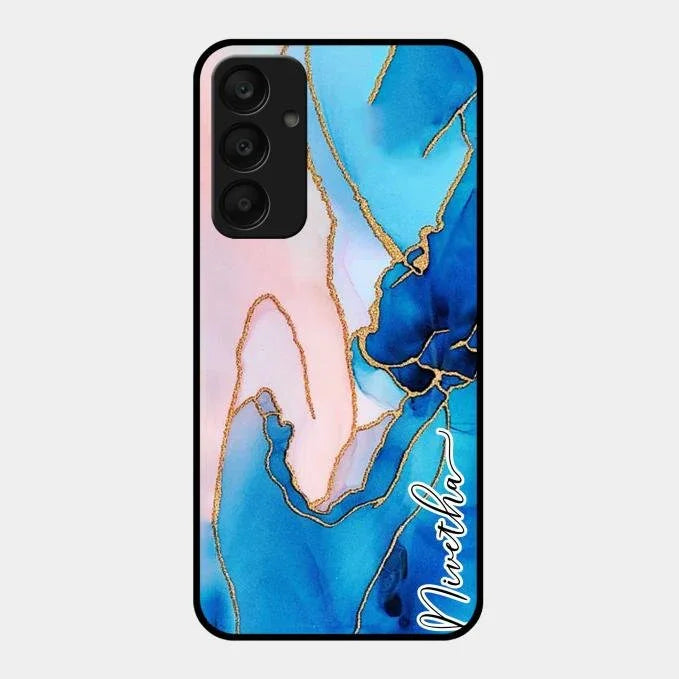 Blue Marble Glossy Metal Case Cover For Samsung Galaxy A25 5G