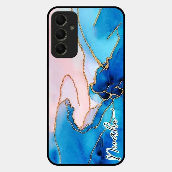 Blue Marble Glossy Metal Case Cover For Samsung Galaxy A34 5G