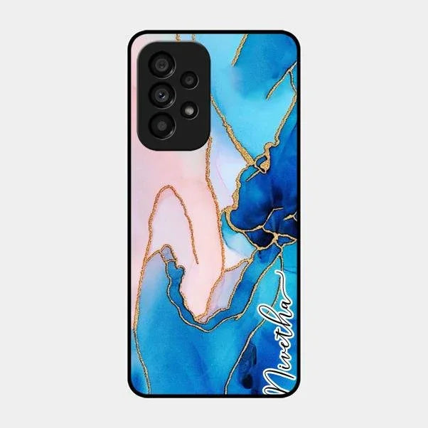 Blue Marble Glossy Metal Case Cover For Samsung Galaxy A53 5G