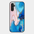 Blue Marble Glossy Metal Case Cover For Samsung Galaxy F34 5G
