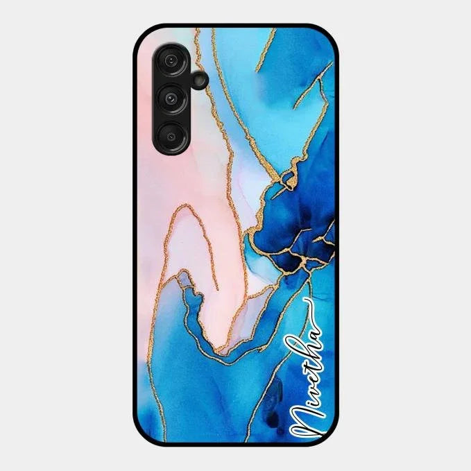 Blue Marble Glossy Metal Case Cover For Samsung Galaxy F34 5G