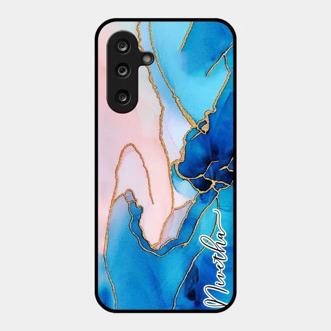 Blue Marble Glossy Metal Case Cover For Samsung Galaxy F36 5G