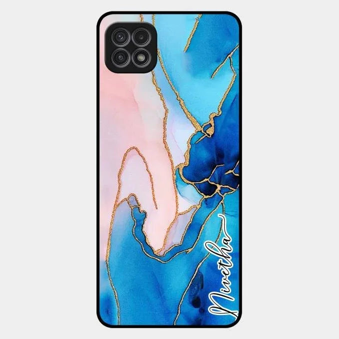 Blue Marble Glossy Metal Case Cover For Samsung Galaxy F42 5G