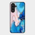 Blue Marble Glossy Metal Case Cover For Samsung Galaxy F55 5G