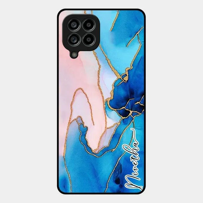 Blue Marble Glossy Metal Case Cover For Samsung Galaxy M53 5G