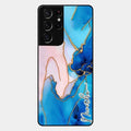 Blue Marble Glossy Metal Case Cover For Samsung Galaxy S21 Ultra