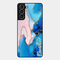 Blue Marble Glossy Metal Case Cover For Samsung Galaxy S21