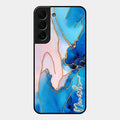 Blue Marble Glossy Metal Case Cover For Samsung Galaxy S22 Plus 5G