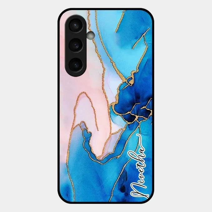 Blue Marble Glossy Metal Case Cover For Samsung Galaxy S23 Fe 5G