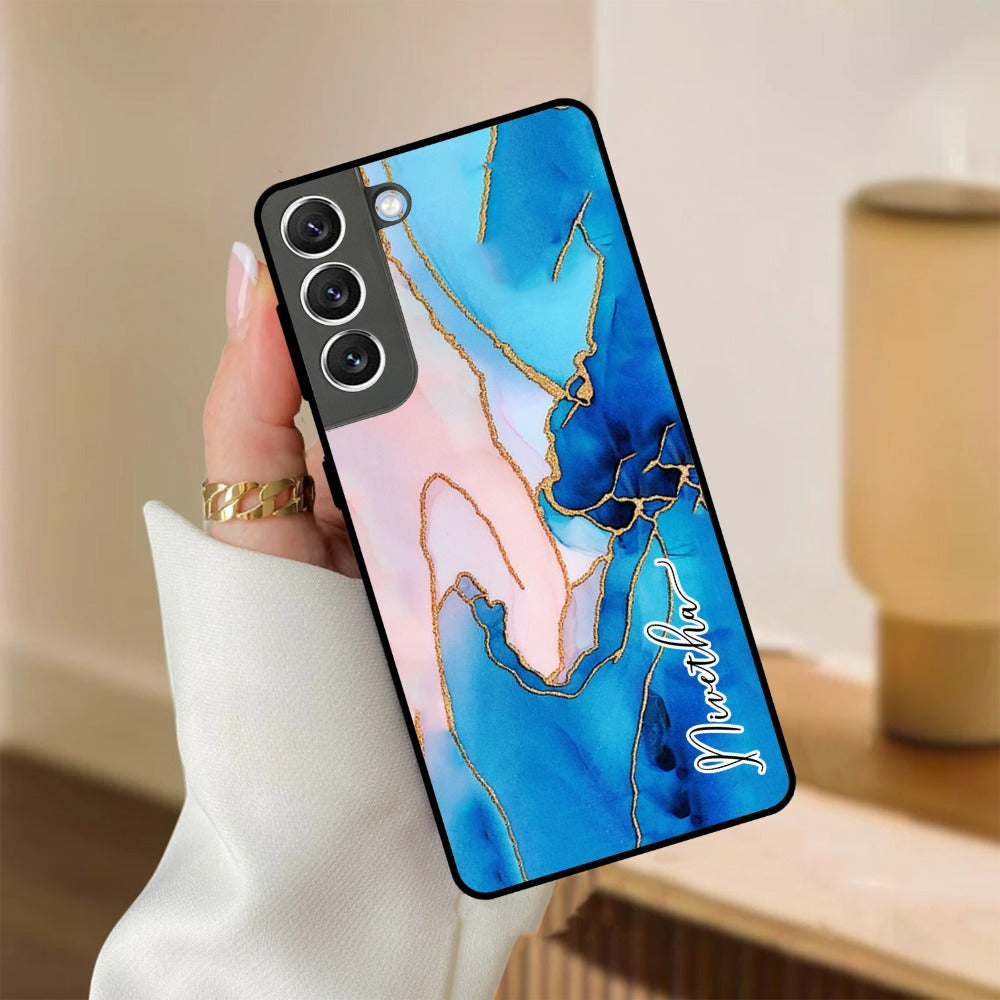 Blue Marble Glossy Metal Case Cover For Samsung