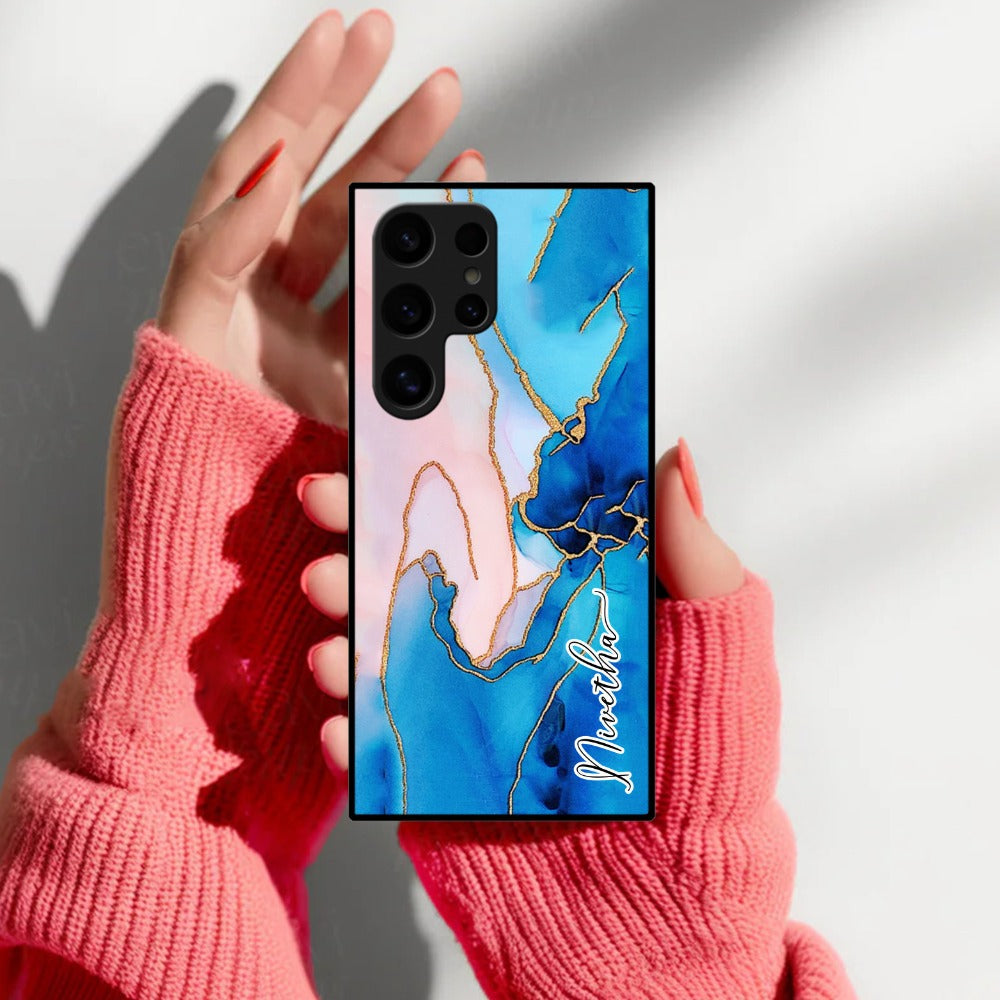 Blue Marble Glossy Metal Case Cover For Samsung