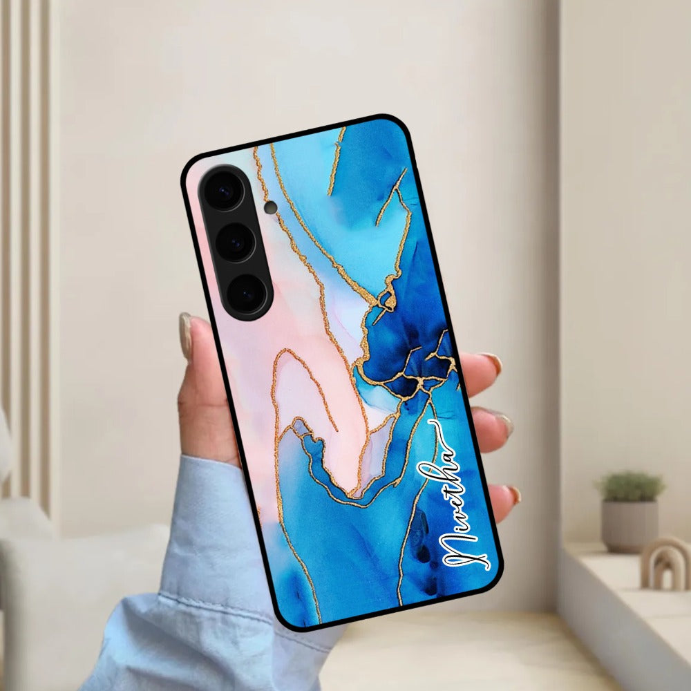 Blue Marble Glossy Metal Case Cover For Samsung