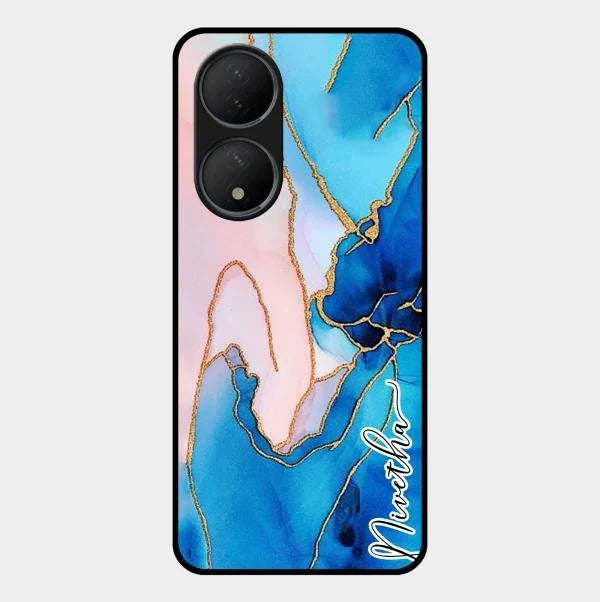 Blue Marble Glossy Metal Case Cover For Vivo T2 5G