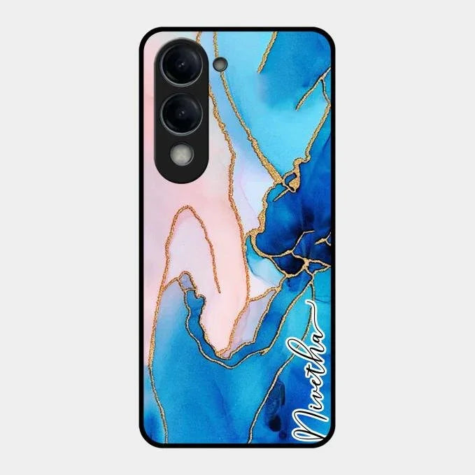 Blue Marble Glossy Metal Case Cover For Vivo T4 Lite 5G