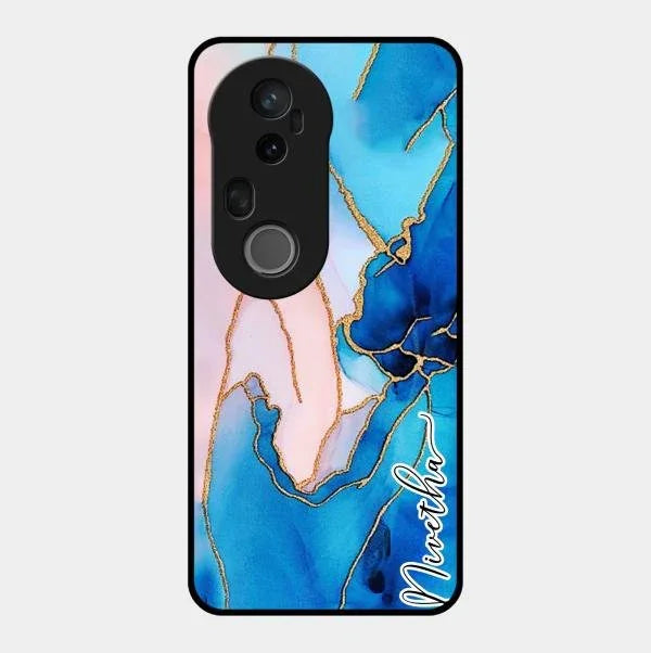 Blue Marble Glossy Metal Case Cover For Vivo T4 Ultra 5G