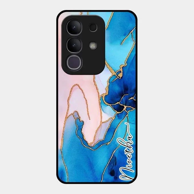 Blue Marble Glossy Metal Case Cover For Vivo T4X 5G