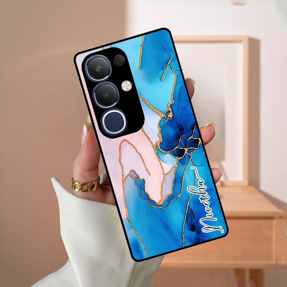 Blue Marble Glossy Metal Case Cover For Vivo