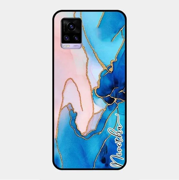 Blue Marble Glossy Metal Case Cover For Vivo V20