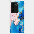 Blue Marble Glossy Metal Case Cover For Vivo V27 5G