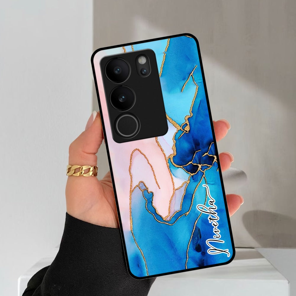 Blue Marble Glossy Metal Case Cover For Vivo