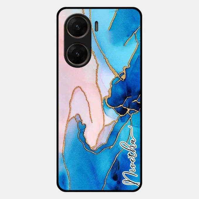 Blue Marble Glossy Metal Case Cover For Vivo V29E 5G