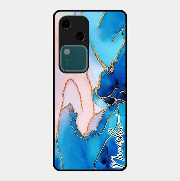 Blue Marble Glossy Metal Case Cover For Vivo V30 5G