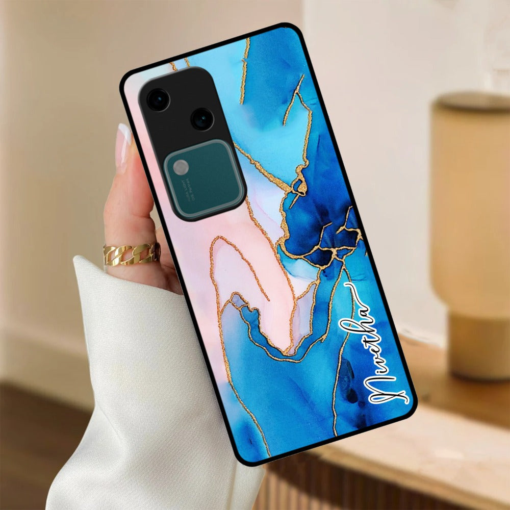 Blue Marble Glossy Metal Case Cover For Vivo