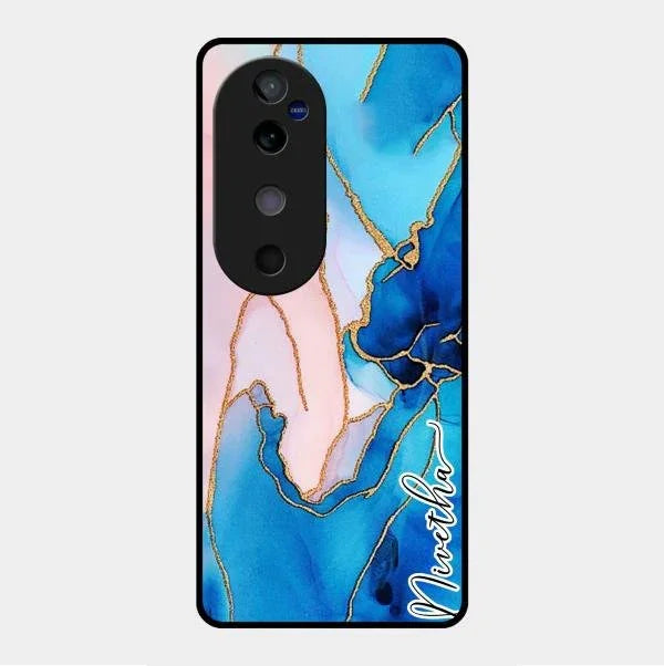 Blue Marble Glossy Metal Case Cover For Vivo V40 5G