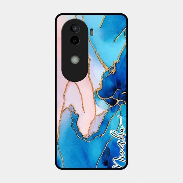 Blue Marble Glossy Metal Case Cover For Vivo V40E 5G
