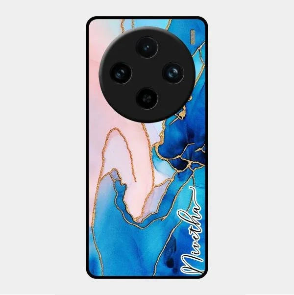 Blue Marble Glossy Metal Case Cover For Vivo X100 Pro 5G