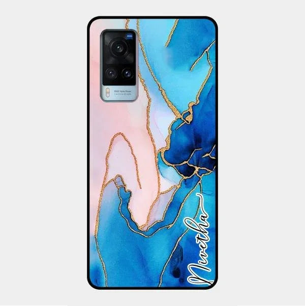 Blue Marble Glossy Metal Case Cover For Vivo X60 5G