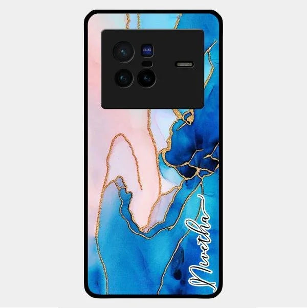 Blue Marble Glossy Metal Case Cover For Vivo X80 5G