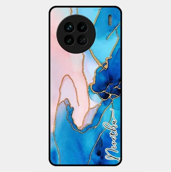 Blue Marble Glossy Metal Case Cover For Vivo X90 5G
