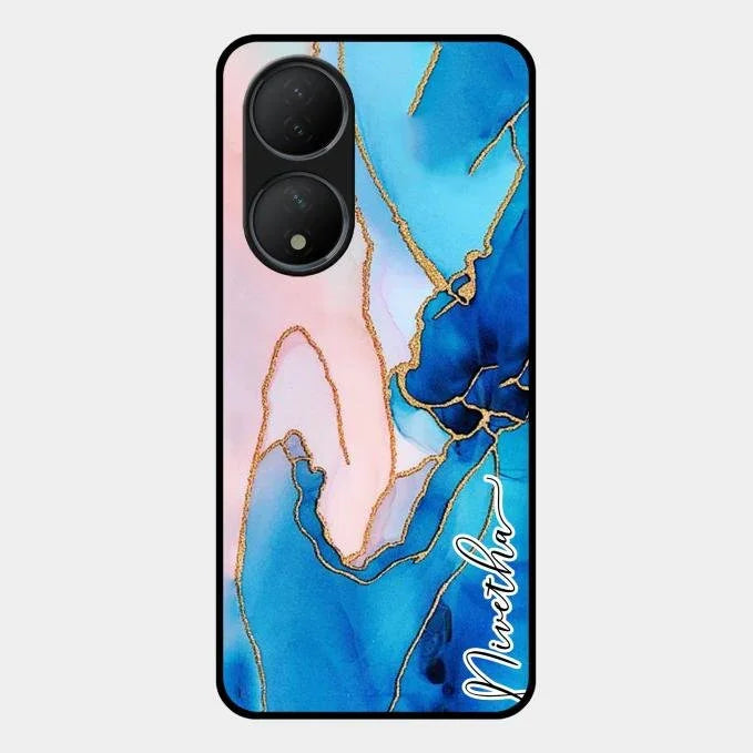 Blue Marble Glossy Metal Case Cover For Vivo Y100A 5G