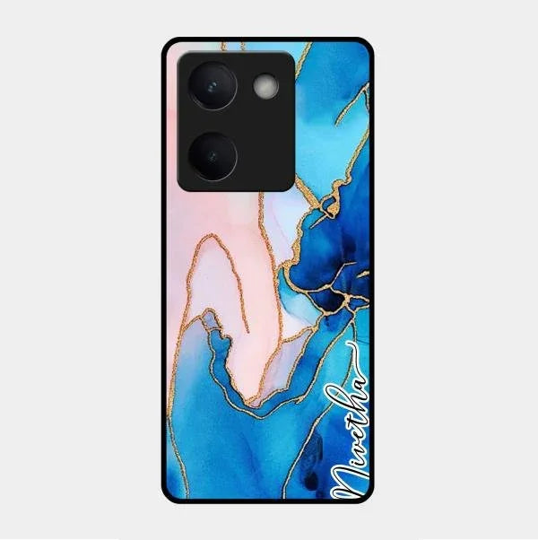 Blue Marble Glossy Metal Case Cover For Vivo Y200 Pro 5G
