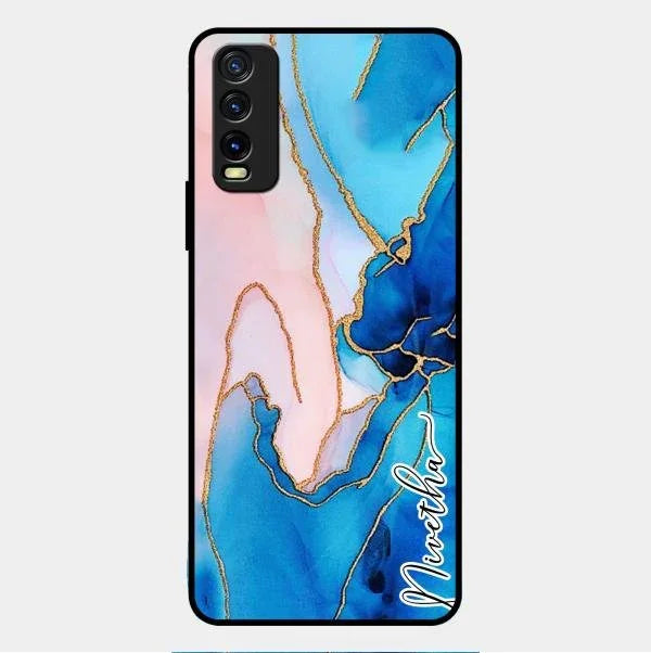 Blue Marble Glossy Metal Case Cover For Vivo Y20T