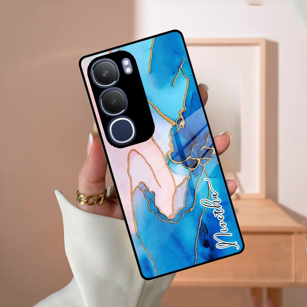 Blue Marble Glossy Metal Case Cover For Vivo