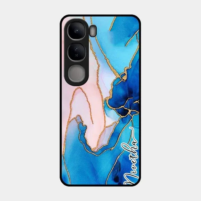 Blue Marble Glossy Metal Case Cover For Vivo Y300 5G
