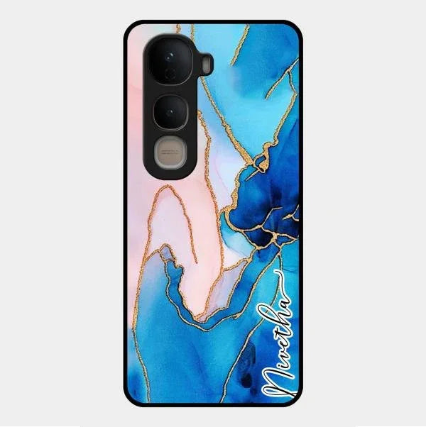 Blue Marble Glossy Metal Case Cover For Vivo Y400 5G