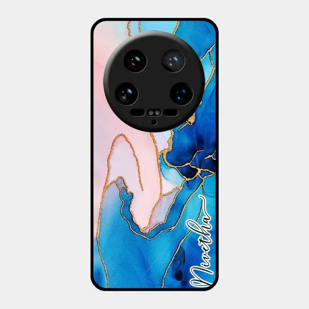 Blue Marble Glossy Metal Case Cover For Xiaomi 14 Ultra