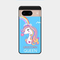 Blue Unicorn Queen Glass Phone Case For Google Pixel 8 5G