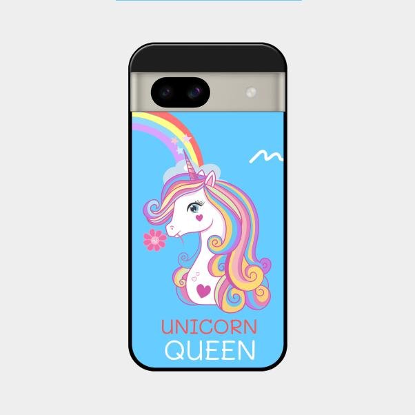 Blue Unicorn Queen Glass Phone Case For Google Pixel 8A 5G