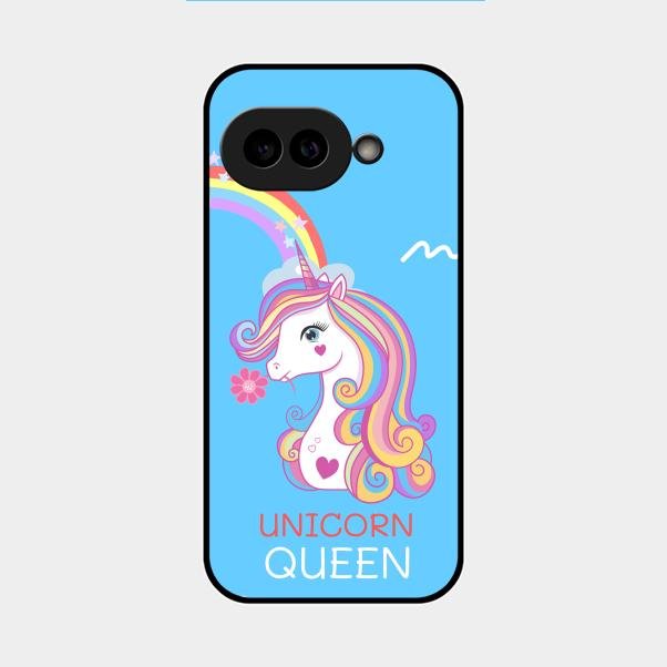 Blue Unicorn Queen Glass Phone Case For Google Pixel 9A 5G
