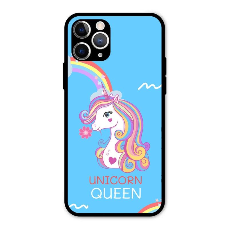 Blue Unicorn Queen Glass Phone Case For iPhone 11 Pro