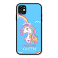 Blue Unicorn Queen Glass Phone Case For iPhone 11