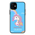 Blue Unicorn Queen Glass Phone Case For iPhone 12 mini